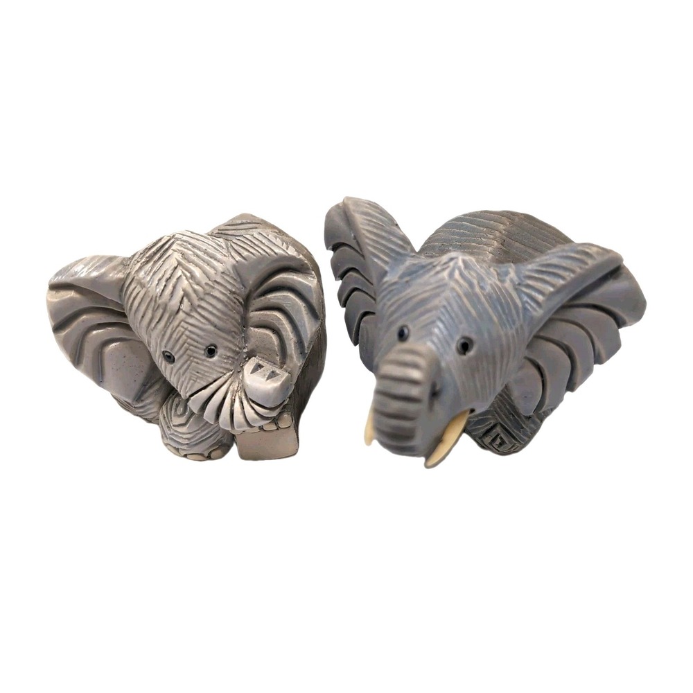 Vtg‎ Artesania Rinconada 2 Elephants #197/159 Figurines Hand Made Carved Painted